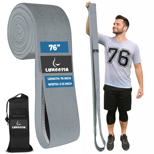 LUXEEMA Performance Premium 76 inch Extended-Length Resistance Bands for Working Out | 3" Wide Non-Slip Extra Long Tall Thick Cloth Band, No Pinching & Snapping, Exercise Workout Fitness Stretch Band