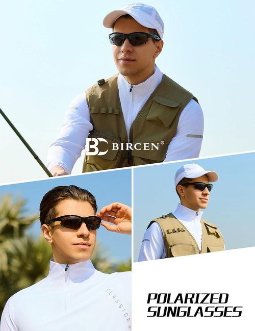 BIRCEN Polarized Men's Sunglasses - Lightweight TR90 UV Protection Shades for Driving & Sports