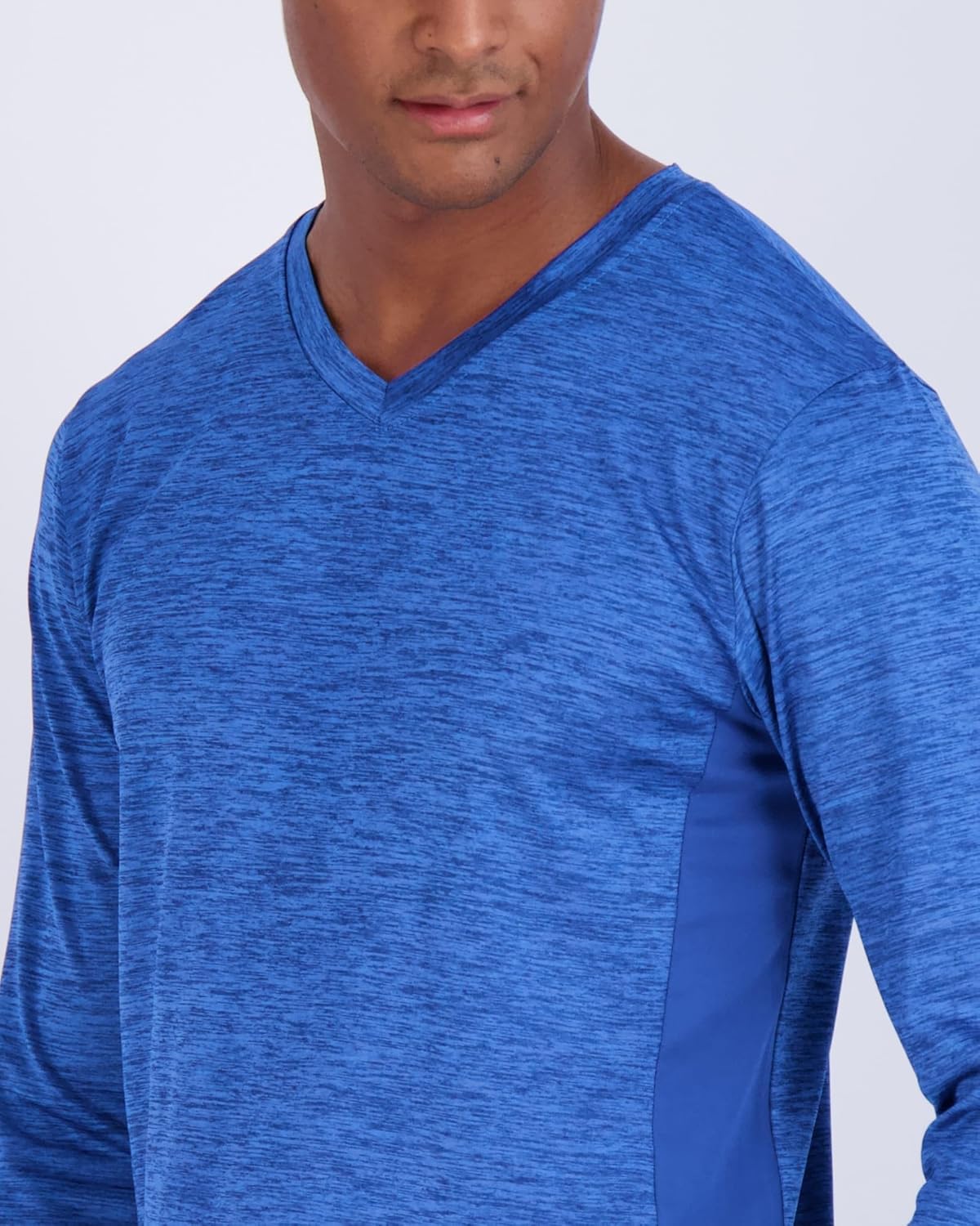 Real Essentials Men's Dry Fit Long Sleeve V-Neck Active T-Shirt - UPF 50+ Athletic Wear | Big & Tall Available