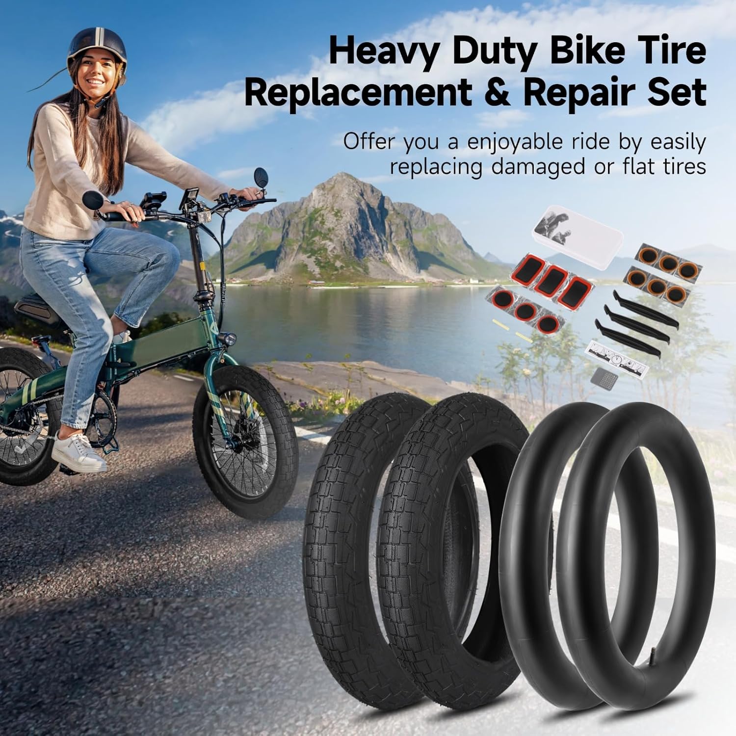 Yeesport 12.5" Kid Bike Tires - Heavy Duty 12.5x2.25 Inner Tubes with Repair Kit | Schrader Valve