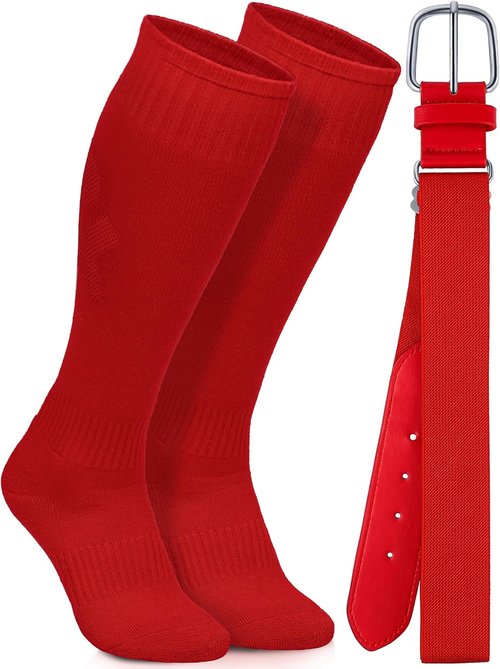Baseball Socks & Belt Combo Set - Adjustable Cotton Socks for Boys & Girls | Perfect for Softball
