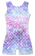 Funnycokid Gymnastics Leotards for Girls 6-7 Year Mermaid Outfit Kids Biketard Sleeveless Unitards with Short Dancewear Clothes Sparkly