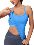 MathCat Workout Tank Top - Built-In Bra Sleeveless Gym Shirt for Women | Seamless Racerback Yoga Top