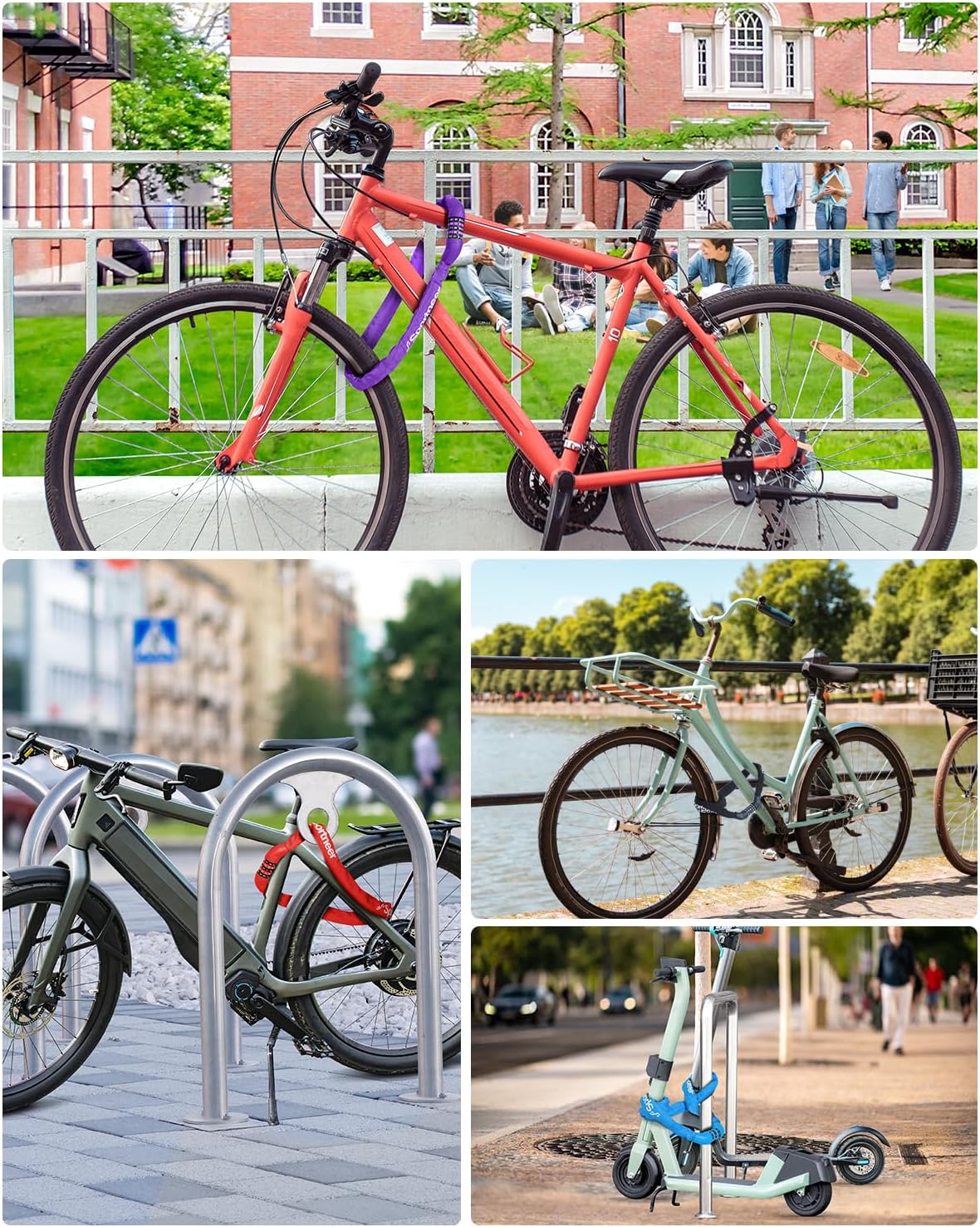Sportneer Bike Lock - High Security 5-Digit Combination Chain Lock | Keyless, Heavy Duty, 3.2/3.6/4ft, 4/6mm Thick