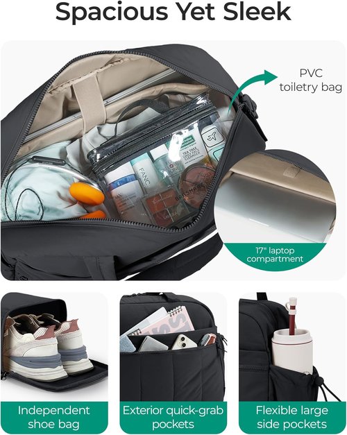 BAGSMART Gym Bag for Women - Lightweight Duffle with Wet Pocket | Water-Resistant Travel Weekender