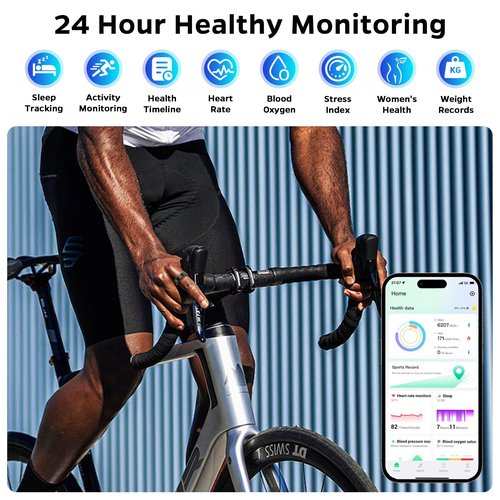 Emerhome Ultra-Thin Smart Ring for Women Men,Sleep Tracker Ring with Heart Rate, Waterproof Fitness Ring for Activity Monitoring/Steps/Calories,No Subscription Fee,for iSO & Android (Black,8#)