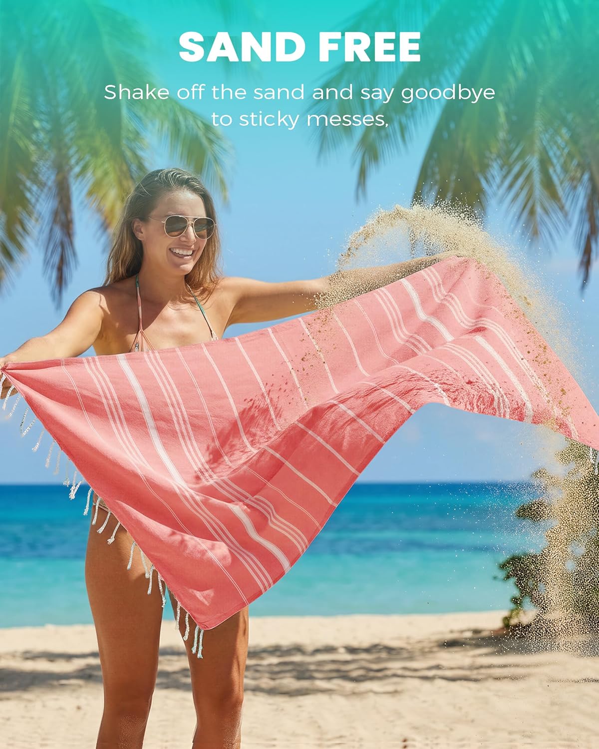 Skiennix Oversized Turkish Beach Towels - Quick Dry, Sand-Free, Extra Large XL Set of 4 for Travel & Pool