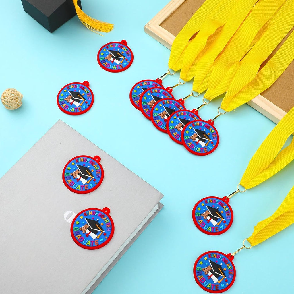 Sratte Graduation Medal for Kids - 2 Inch Preschool Award with Yellow Neck Ribbon | Perfect Party Favor