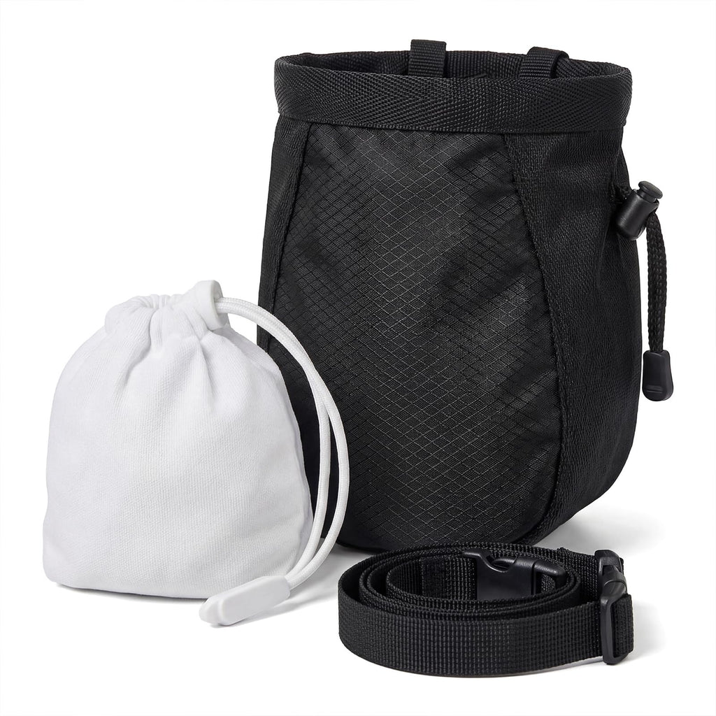 YERGOFE Climbing Chalk Bag for Rock Climbing - with Chalk Ball - Adjustable Black Chalk Bag Bouldering for Rock Climbing Equipment