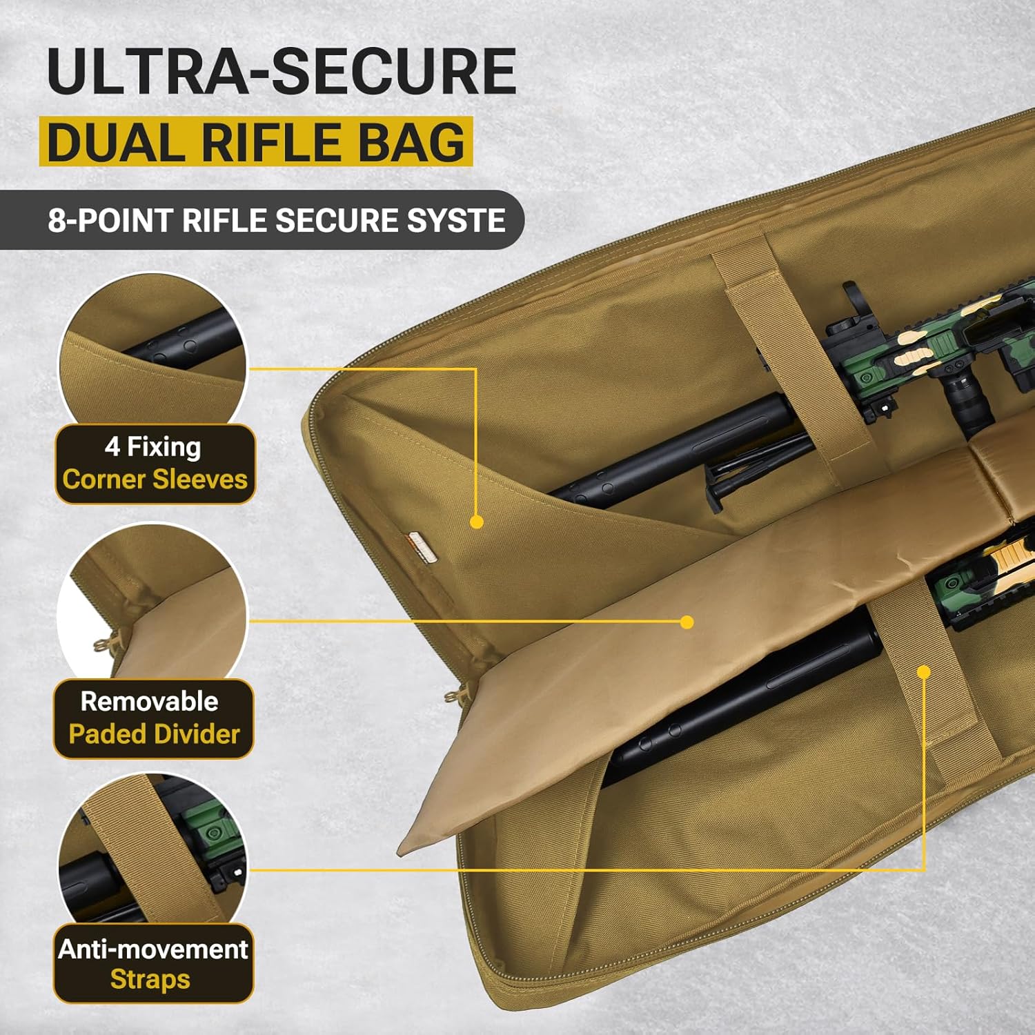 WOLFHUNT Tactical Double Rifle Case - Lockable Soft Bag Backpack for 48", 42", & 36" Rifles | Portable Gun Storage