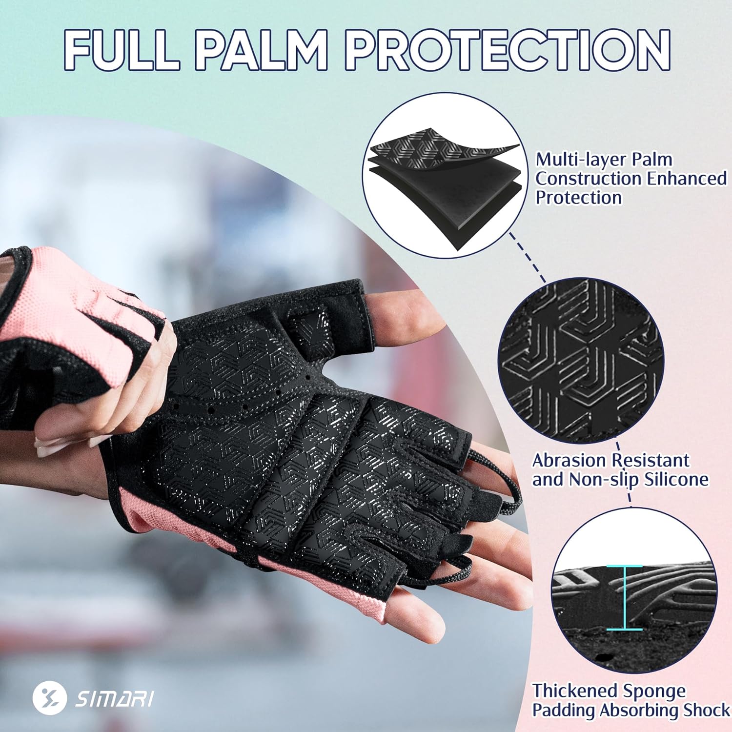 SIMARI Workout Gloves - Full Palm Protection & Strong Grip for Gym Training | Breathable & Cushioned