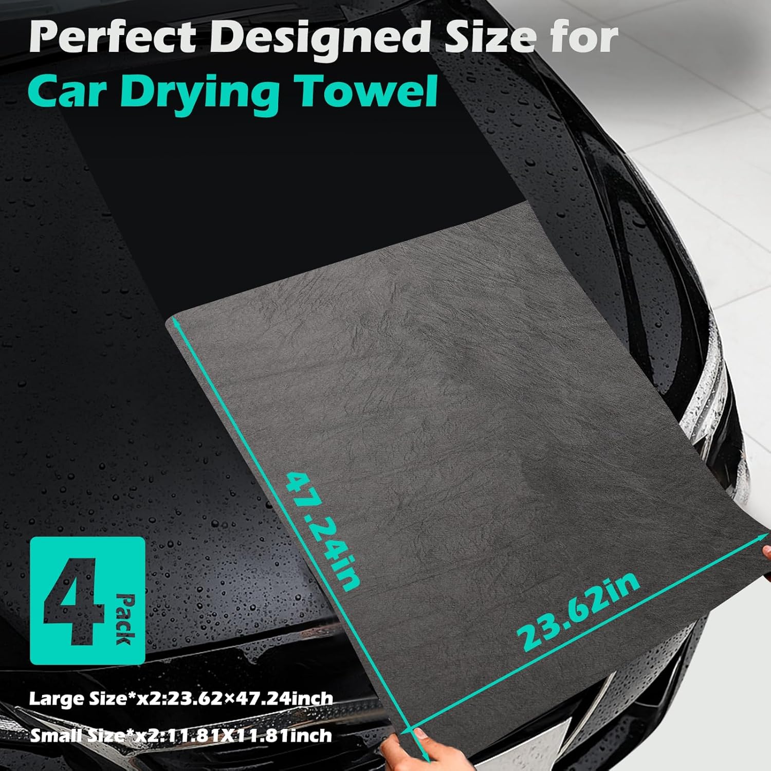 XANGNIER Extra Large Microfiber Car Drying Towels - 4 Pack, Super Absorbent & Scratch-Free Auto Detailing Supplies