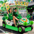 56pcs St. Patrick's Day Golf Cart Parade Decorations Kit, Saint Patrick's Car Decor Set-Irish Flag Tinsel Garlands Shamrock Balloons&Banners Crepe Paper Fans Stickers for Irish Festival Decor Supplies