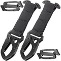 Tactical MOLLE Clip with Quick-Release Metal Hook & Nylon Webbing T-Mount | Secure Gear Attachment for Backpack, Vest, Belt, Car Seats & EDC(2PCS, Black)