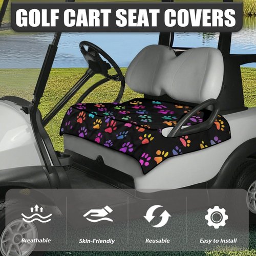 Knextrepoy Dog Paw Print Golf Cart Seat Cover for 2 Seats Summer Golf Cart Rear Seat Cover with 4 Front Pockets Universal Golf Cart Seat Blanket Comfortable and Keeps Warm in Winter