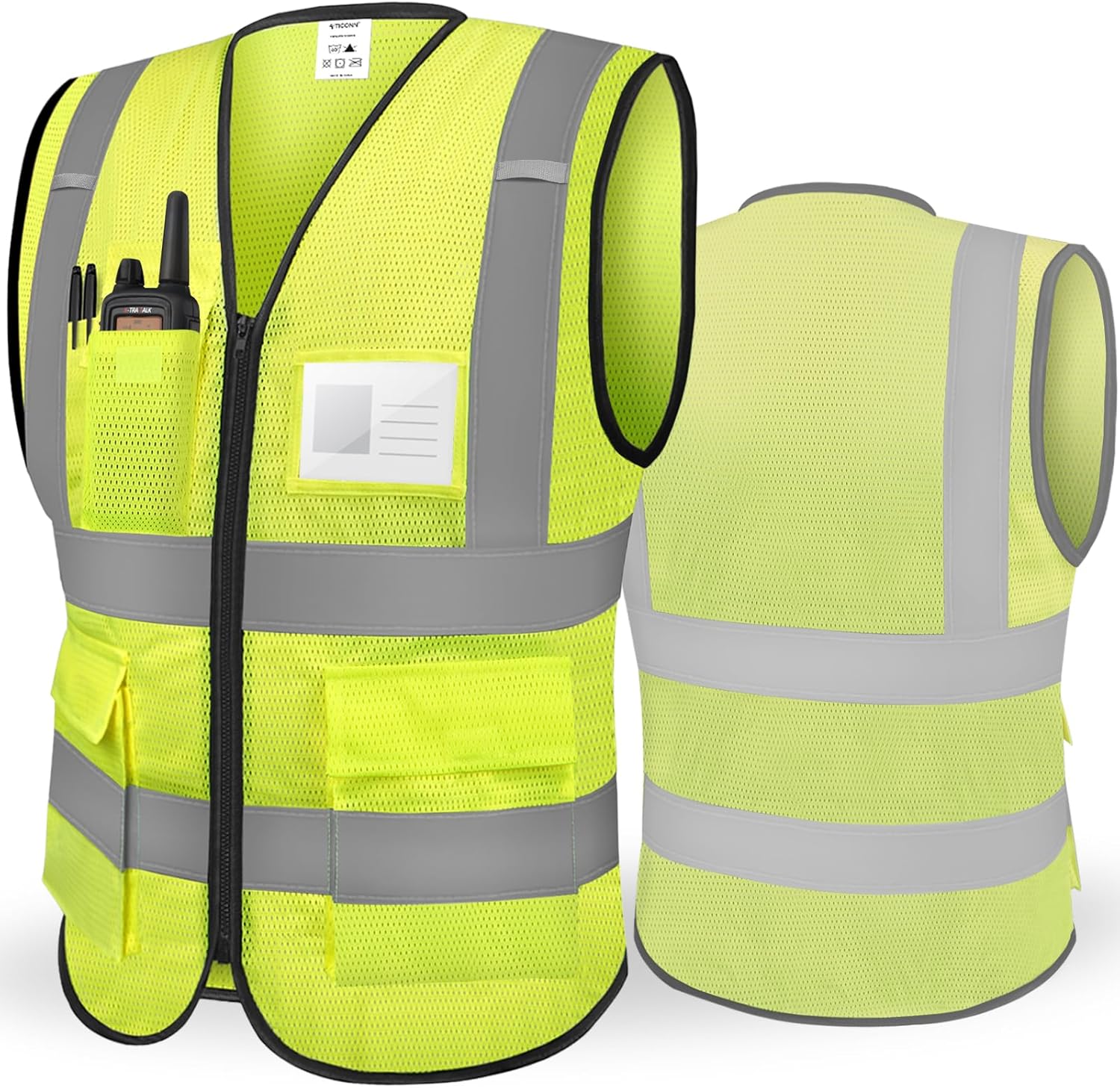 TICONN High Visibility Reflective Safety Vest - Class II Mesh for Men & Women | ANSI Compliant