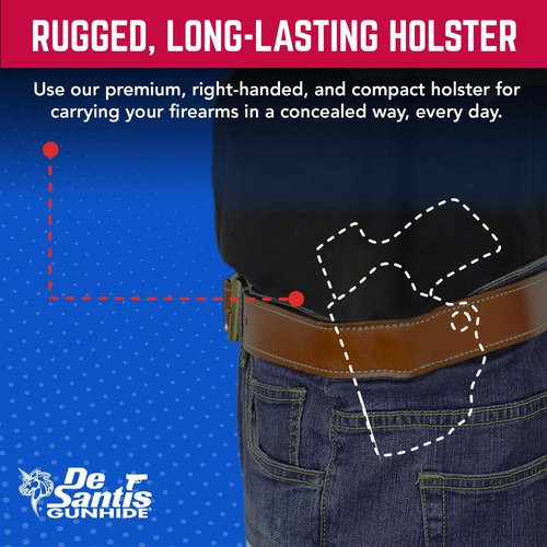 DeSantis Mini Scabbard, Gun Holster with Secure Grip, Fits Smith & Wesson J-Frame, Carry Behind the Hip, Leather Molded Pistol Holster, Tension Device, Right Hand Draw, Unisex, Black