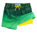 maamgic Boys Swim Trunks with Compression Liner 4-Way Stretch Quick Dry Bathing Suit Toddler Beach Shorts Green Coconut 2T