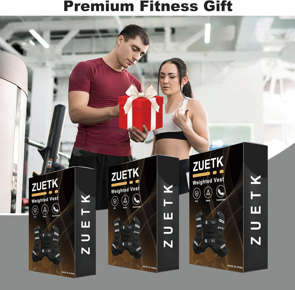 ZUETK Weighted Vest - Adjustable 6lb to 30lb | Reflective Stripe for Enhanced Safety - Ideal for Strength Training and Fitness
