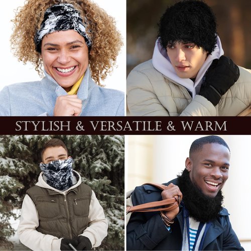 Cozypower 2 Pcs Unisex Distressed Dreadlock Beanie Hat Rasta Cap Winter Open Turban Dread Hair Wraps for Men Women(Black and White,Classic)