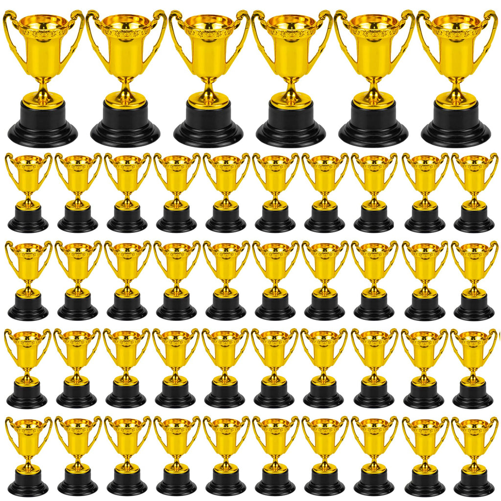 Nicunom 50 Pack Mini Trophies for Awards, Plastic Gold Award Trophy Cups for Kids Participation Trophy Cup Bulk for Party Favor, Reward, Prop, Sport, Tournament, Competition, Winning Prize, 3.4 in