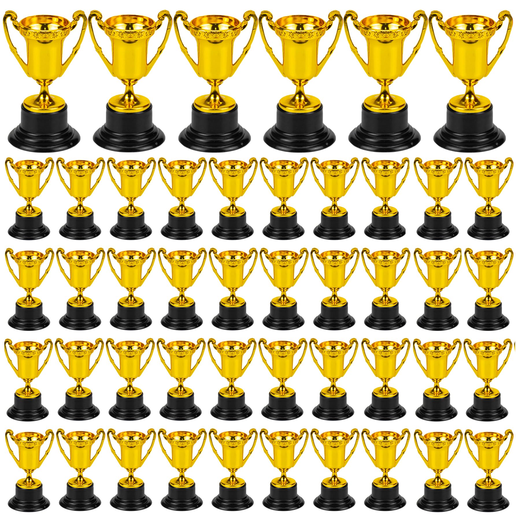 Nicunom 50 Pack Mini Trophies for Awards, Plastic Gold Award Trophy Cups for Kids Participation Trophy Cup Bulk for Party Favor, Reward, Prop, Sport, Tournament, Competition, Winning Prize, 3.4 in