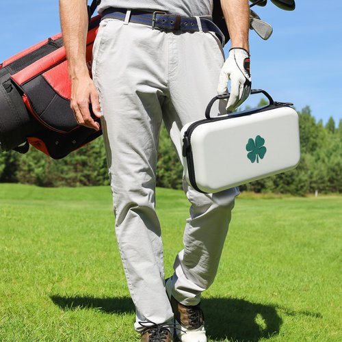 Golf Glove Holder Case with Glove Shaper - Golf Accessories Organizer for Men & Women, Premium Protective Storage Case with Carabiner Fits Golf Bags (White)