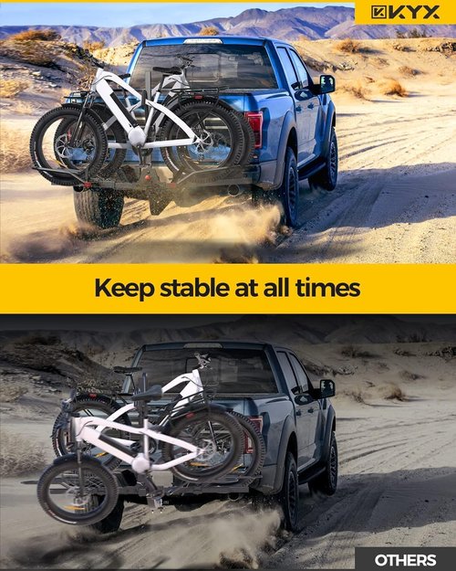 KYX Bike Rack - Heavy-Duty Hitch Mount for 2 Bikes Up to 160LBS | Foldable E-Bike Platform with Quick Tilt Release
