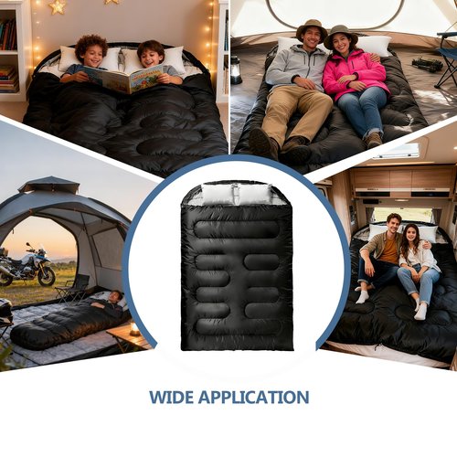 SunHalo Gear 2 Person Sleeping Bag for Adults,Double Sleeping Bags King Size, Backpacking Sleeping Bag with Plush Lining/Extra Large/4 Seasons/Portable/Waterproof/Hiking/Camping/Backpacking