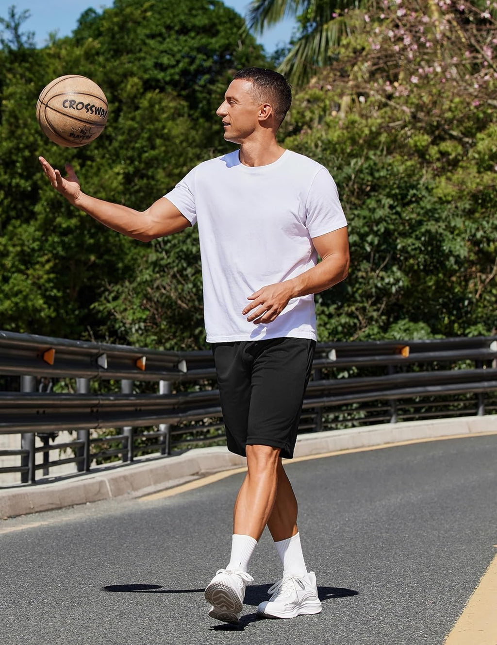 PINSPARK Mens Gym Basketball Shorts with Pockets - 10" Quick Dry Lightweight Mesh Athletic Shorts