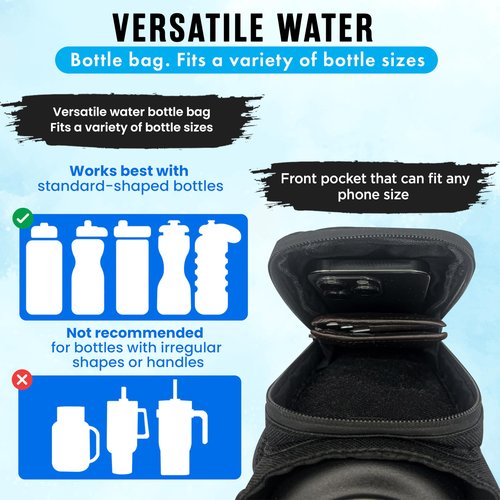 Magnetic Gym Bag – Water Bottle Holder with Strap | Crossbody Gym Pouch with Towel Hook & Phone Pocket | Hands-Free Bottle Carrier for Gym, Travel, & Outdoors