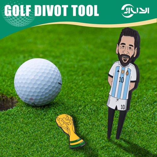 JIUYIBC Golf Divot Tool with Golf Ball Marker Set, Golf Accessories for Men, Funny Golf Gifts, Gift Wrapping-Messi