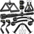 Cable Attachments for Gym, LAT Pulldown & Cable Machine Attachment Set: V-Shaped Bar, Rotating Straight Bar, V Rotation Handle, Nylon Tricep Rope, Ankle Straps & Handles, Home Gym
