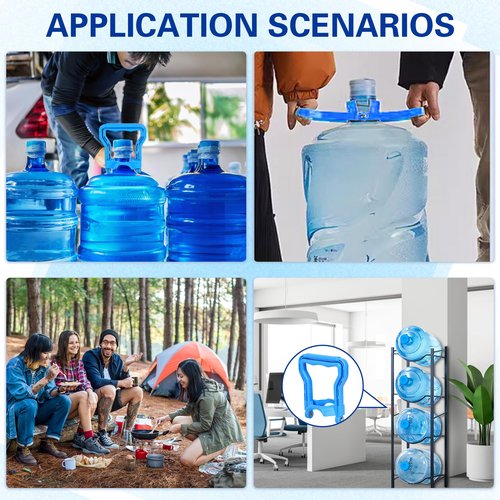 Gofriipai 5 Gallon Water Bottle Handle (2-Pack) – Heavy-Duty Water Jug Holder for Easy Carrying, Dual-Mode Design (Single/Dual-Person Lift), Ergonomic Grip – Fits Standard 5-Gallon Jugs