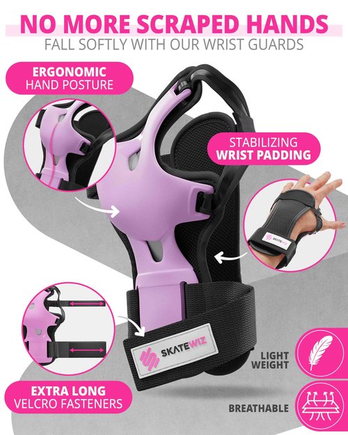 SKATEWIZ Knee and Elbow Pads Adult - Impact Size L Pink Black - Skating Protective Gear Adult - Wrist Guards for Skating Scooter Roller Skates Skateboard - Ice Skates Men