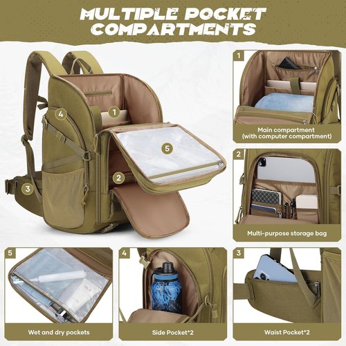 Maelstrom Tactical Backpack - Water Resistant 40L Military Pack for Hiking, Camping & Gym | Khaki