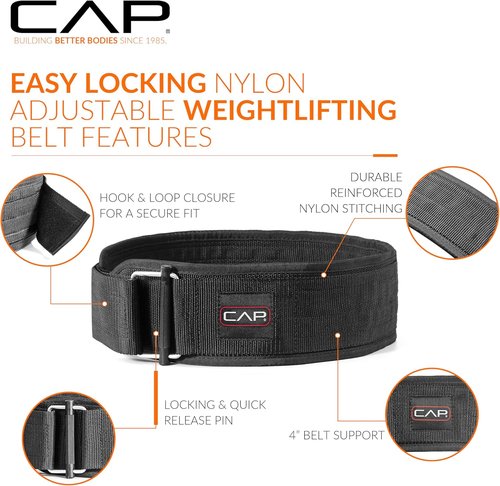 CAP Barbell Premium Nylon Weightlifting Belt - Durable Support for Optimal Performance | Multiple Sizes Available