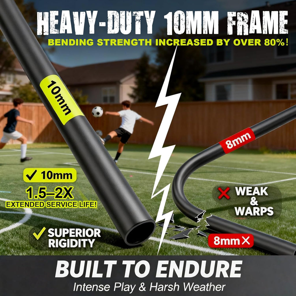 Pro-Grade Kids Soccer Goal - Tear-Resistant 5-Layer Net & Durable 10mm Poles | Portable 4x3ft/6x4ft/7x5ft Set