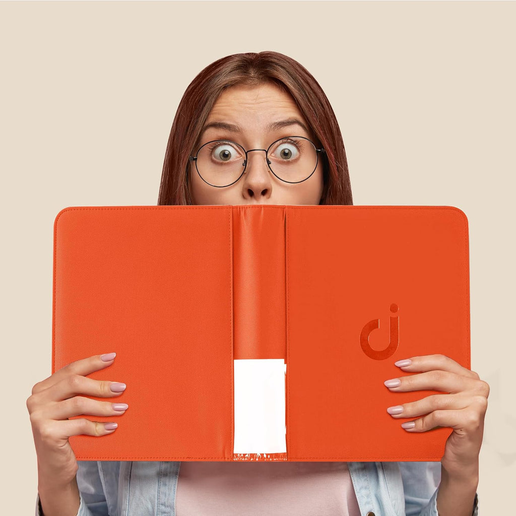 Top Loader Binder - 128 Card Capacity | 4 Pocket Rigid Holder for Trading & Sports Cards - Classic Orange