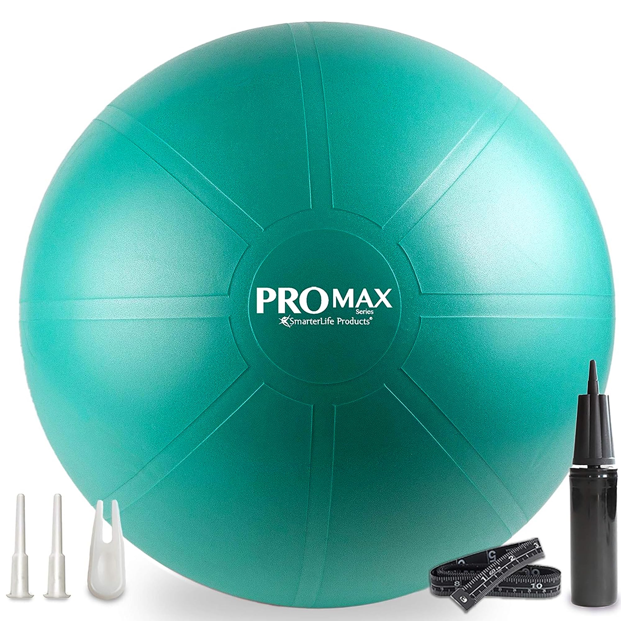 SmarterLife PRO MAX Exercise Ball – Yoga, Stability & Balance Trainer for Core Workouts, Fitness, Physical Therapy, Pregnancy & Office Chair Support – Anti-Slip, Anti-Burst (55cm, Turquoise)