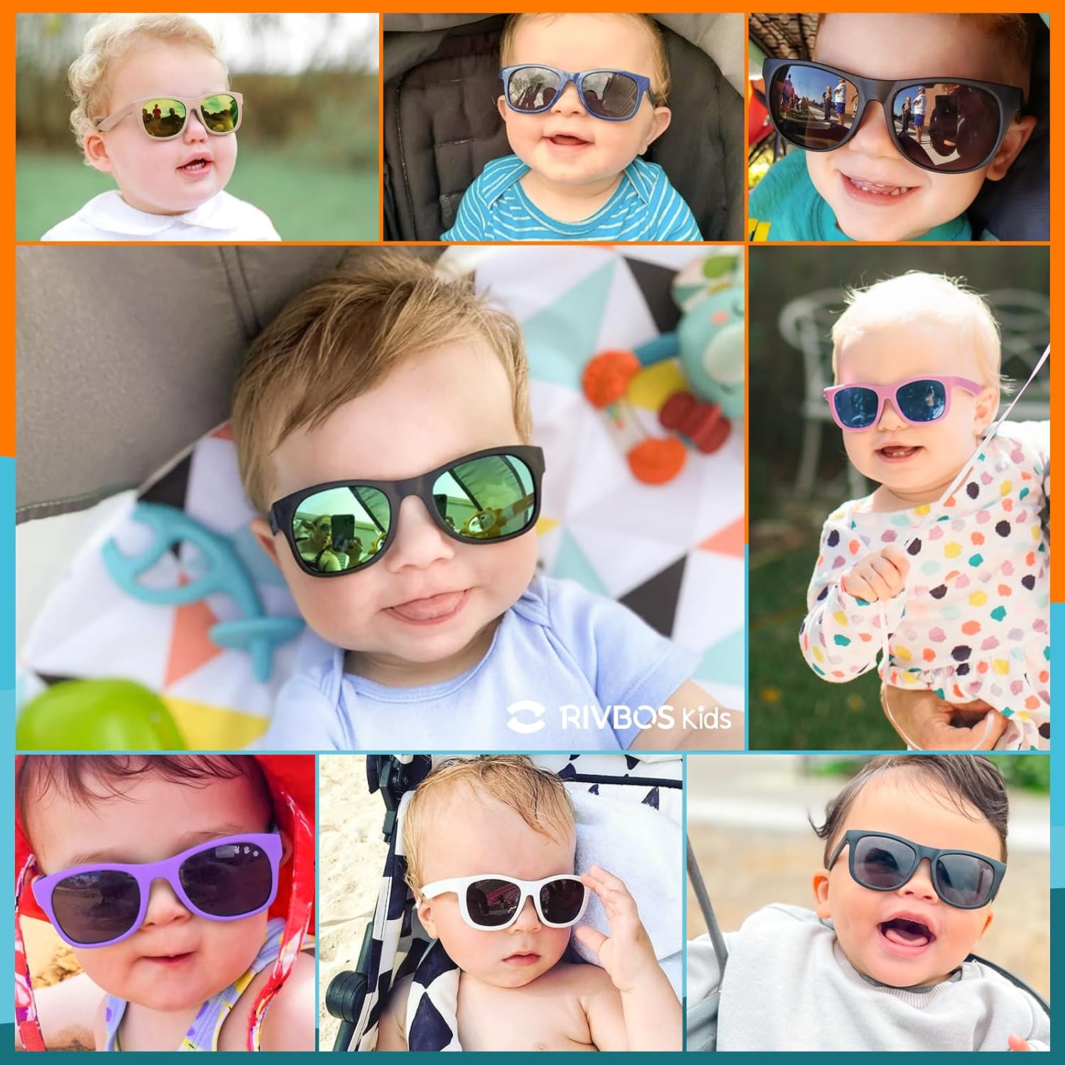 RIVBOS Baby Sunglasses - UV400 Polarized Protection with Flexible Strap | For Infants & Toddlers (0-24 Months)