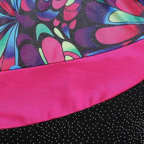 Belovance Gymnastics Leotards for Girls - Sparkle Butterfly & Flower Pattern | Hot Pink & Black