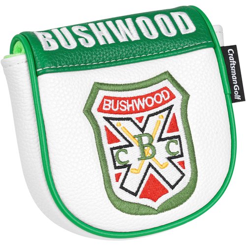 Craftsman Golf Bushwood Golf Shield Logo White and Green Mallet Center Shaft Putter Headcover for L.A.B. Golf DF3 Putters