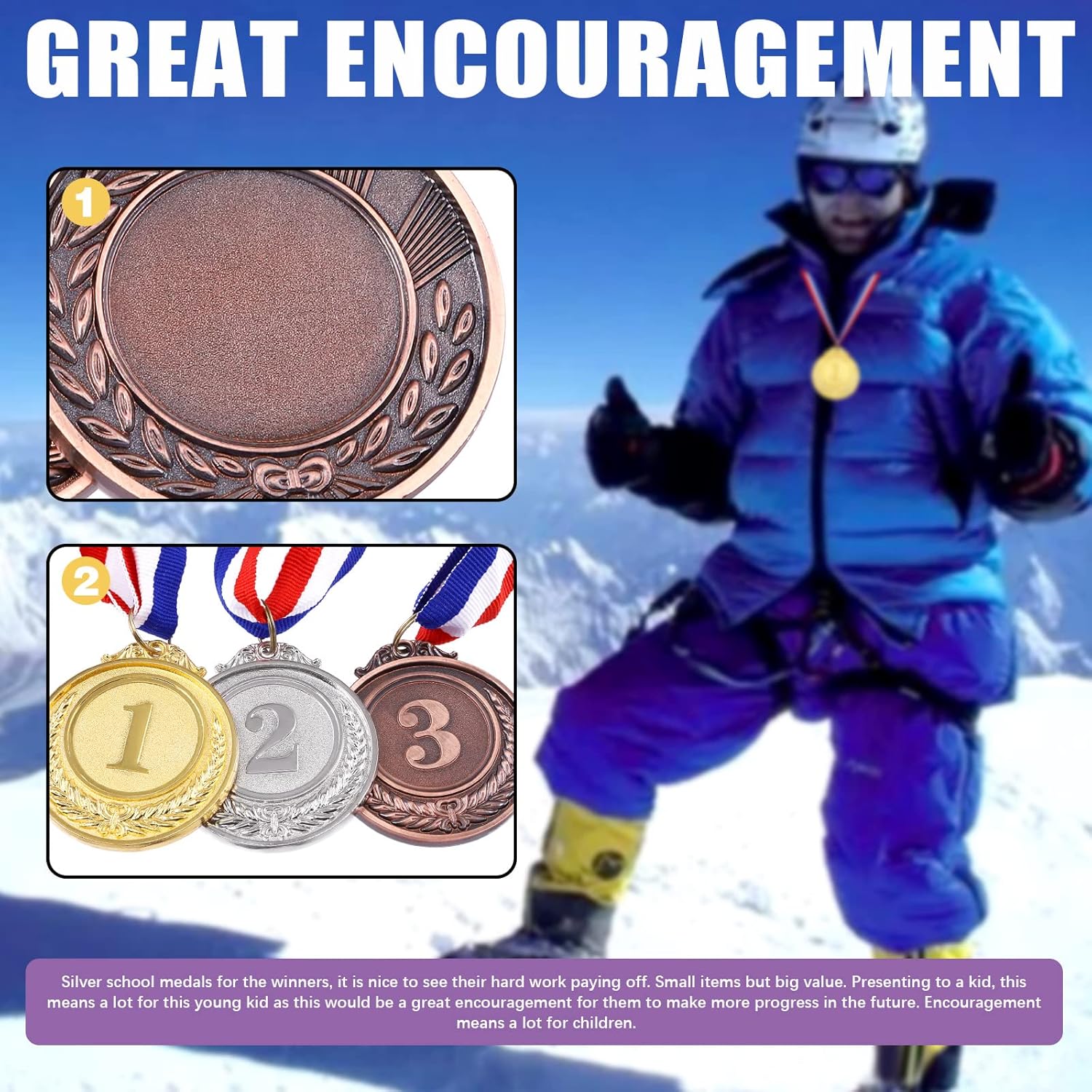 Swpeet Award Medals - Gold, Silver, Bronze Olympic Style Medals with Neck Ribbon | Perfect for Competitions & Parties