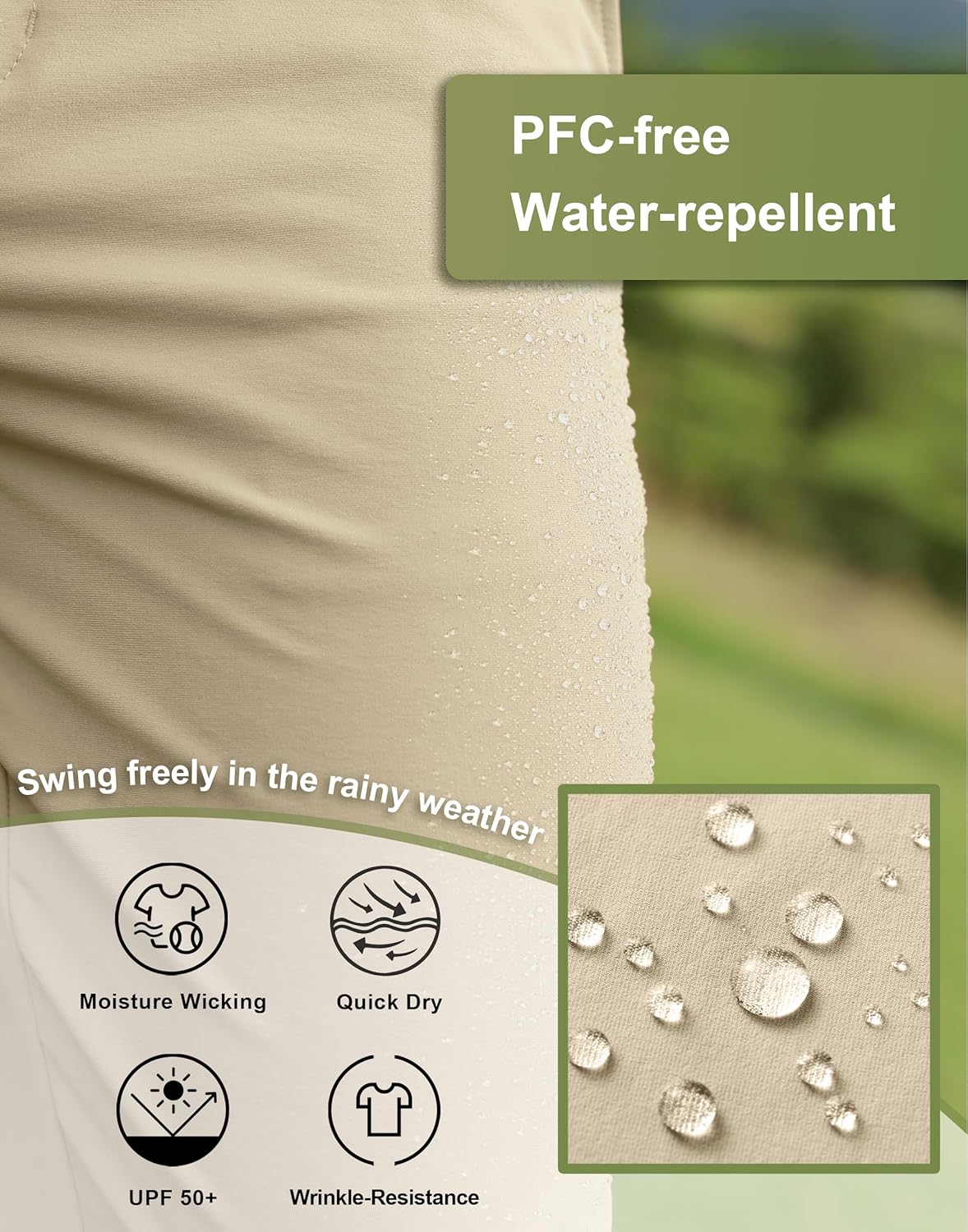 Skiennix Men's Golf Pants - Stretch Classic Fit, Quick Dry, Water-Resistant | 30"/32"/34" Sizes, 6 Pockets