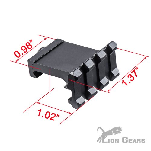 Low Profile Tactical Picatinny/Weaver 90 Degree Angle Mount, 1.37" Long with 3 Slots