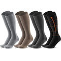 Tisancy 4 Pairs Cotton Compression Socks for Women Men 20-30 mmHg Knee High Support Socks for Nurse Pregnant Sports Travel(Black, Medium Grey, Dark Grey, Khaki)