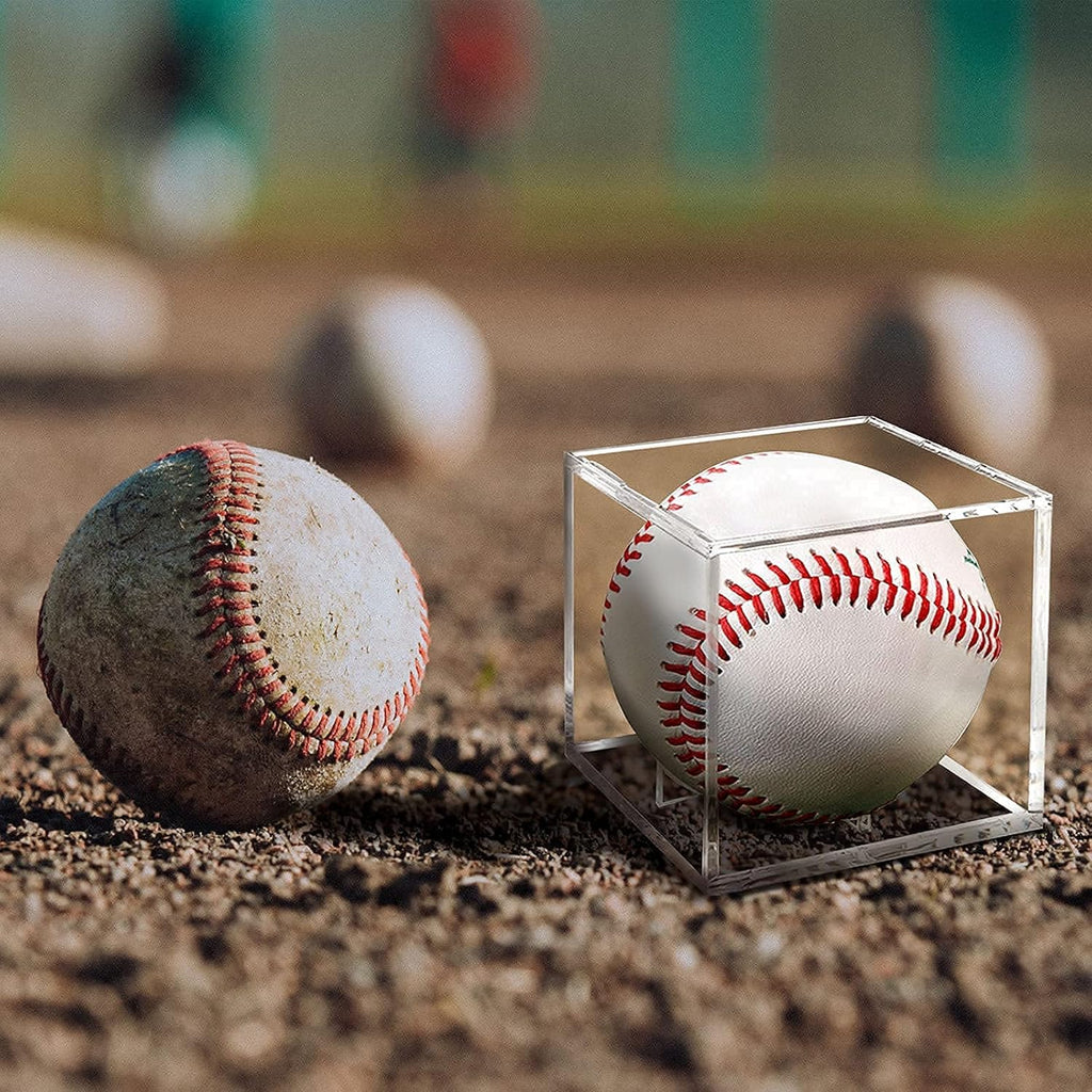 Skiennix Baseball Display Case - UV Protected Acrylic Cube for Memorabilia | 8 Pack Clear Showcase