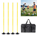 4 Pack Soccer Agility Training Poles, 5 FT Adjustable Speed and Agility Training Equipment for Football/Basketball/ Dog Practice, Bending Poles for Horses with Rubber Bases and Carry Bag (Yellow)
