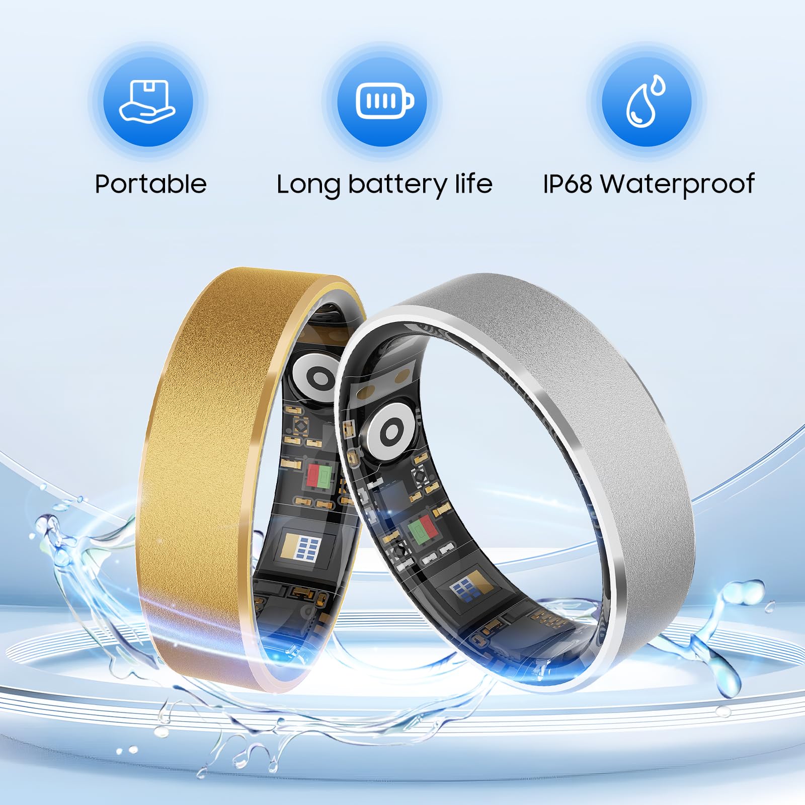 prxxhri Smart Health Ring, Featuring Stress and Sleep Monitoring Functions, Compatible with iOS and Android,Waterproof Fitness Tracker for Women & Men, No Subscription Fee. (Rose Gold, 11)
